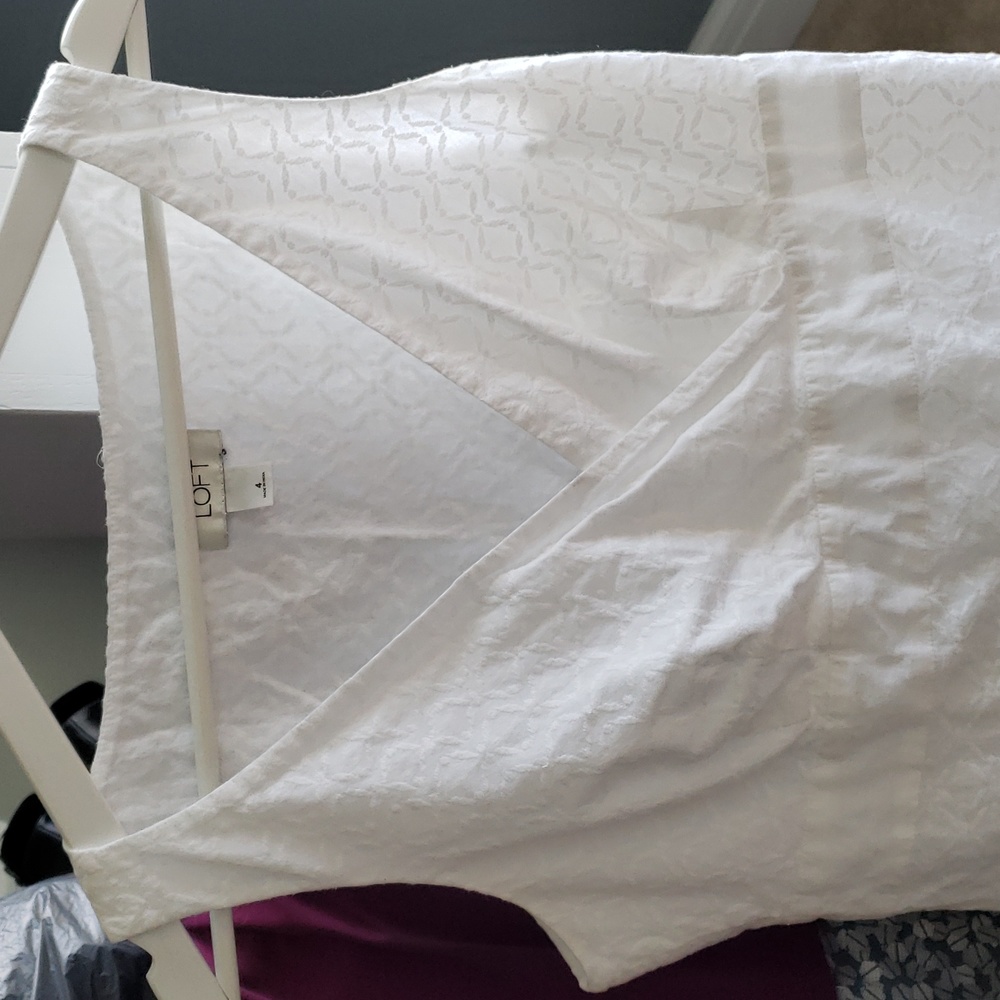 LOFT White Pattern Tank Top Sz 4